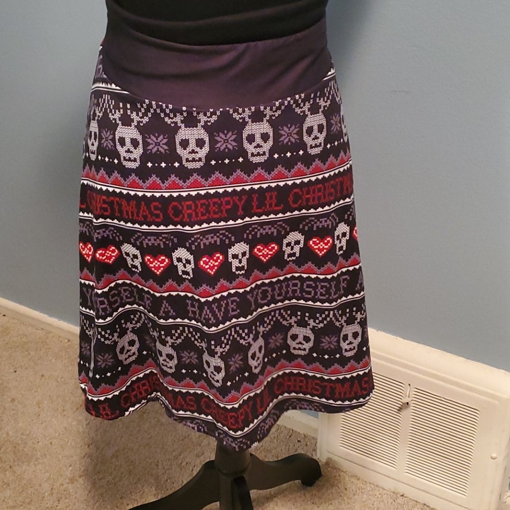 SOLD Creepy lil Christmas Sweater Skater Skirt - Picture 5 of 6